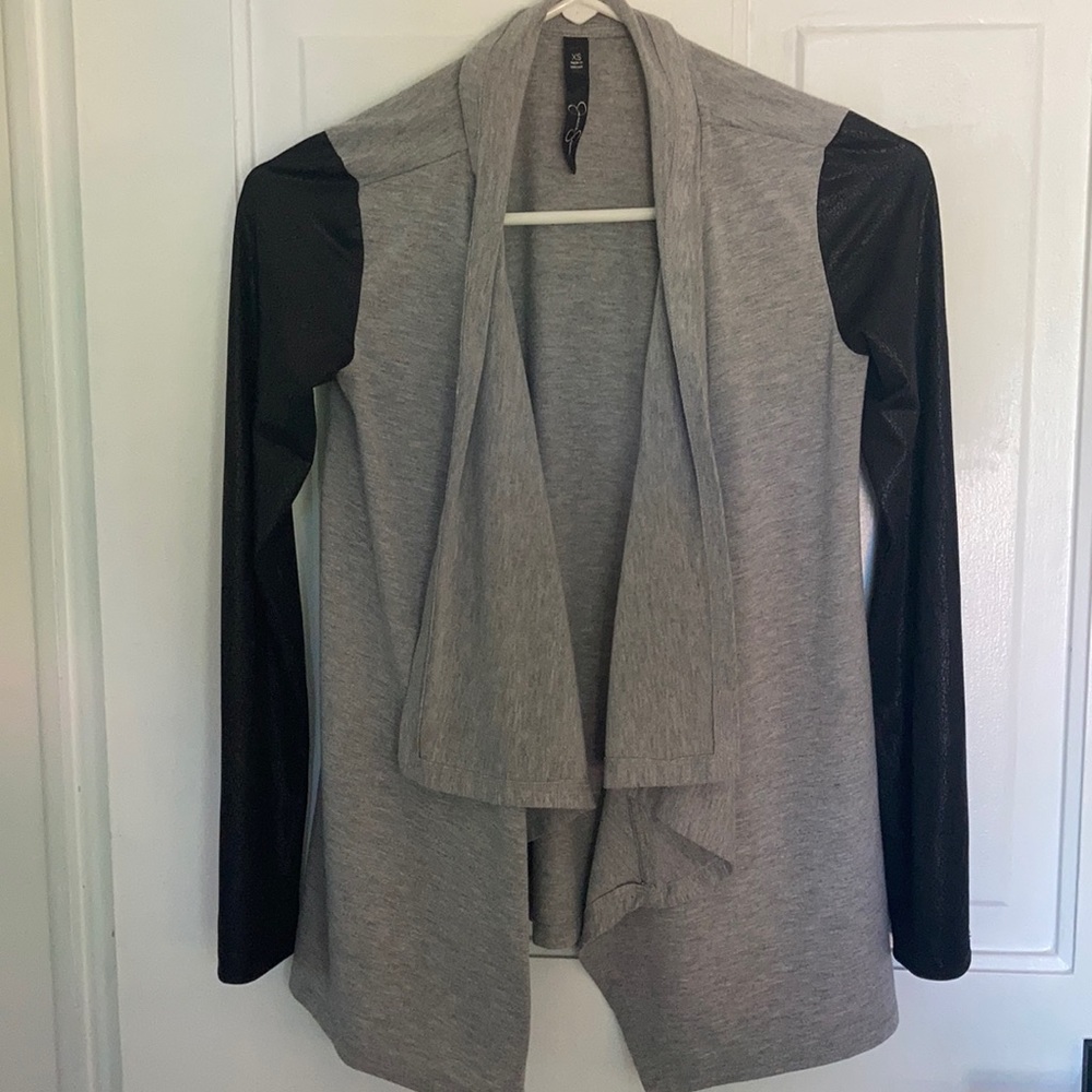 Jessica Simpson Faux Leather Sleeve Cardigan